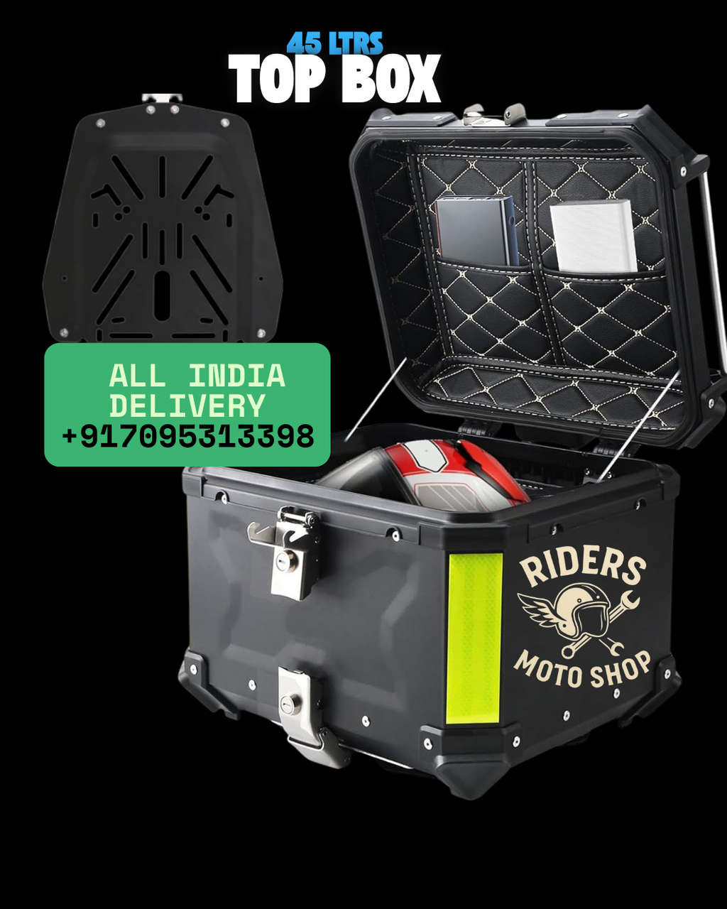 45 Liters Aluminium top box for all bikes / motorcycles