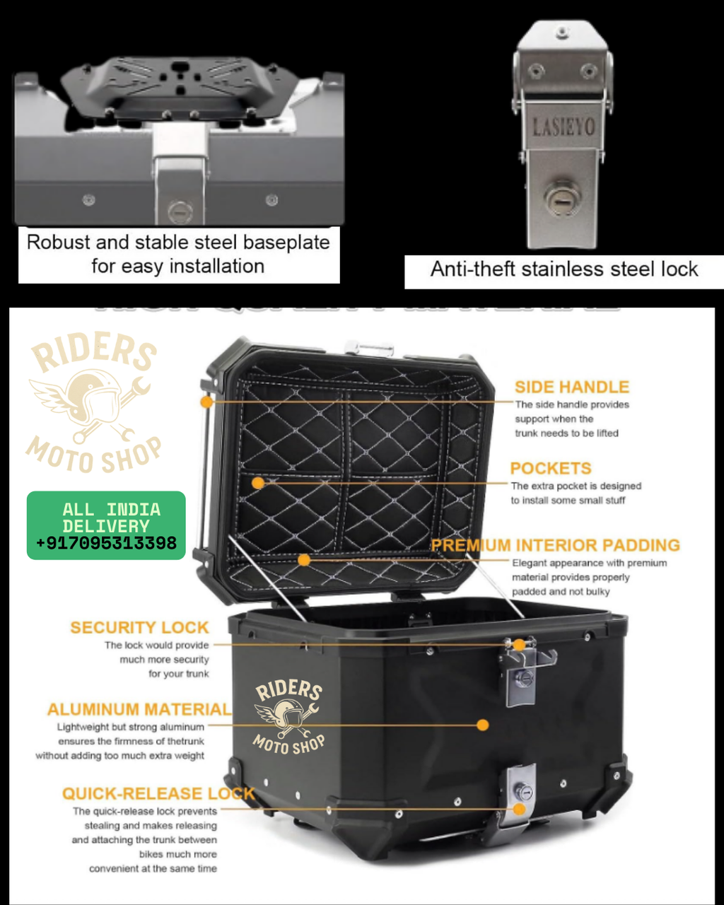 45 Liters Aluminium top box for all bikes / motorcycles